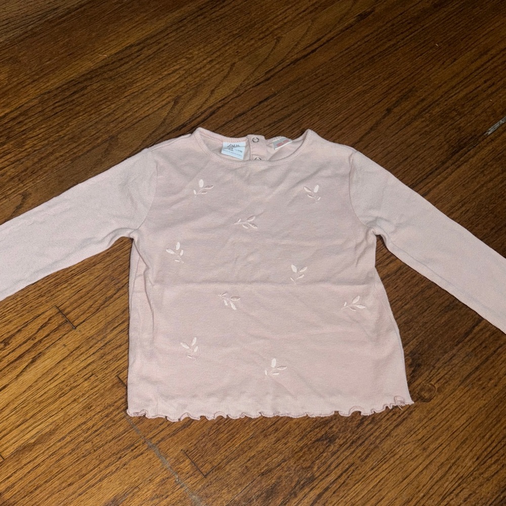 Zara Kids Long Sleeve Blush Pink Tee